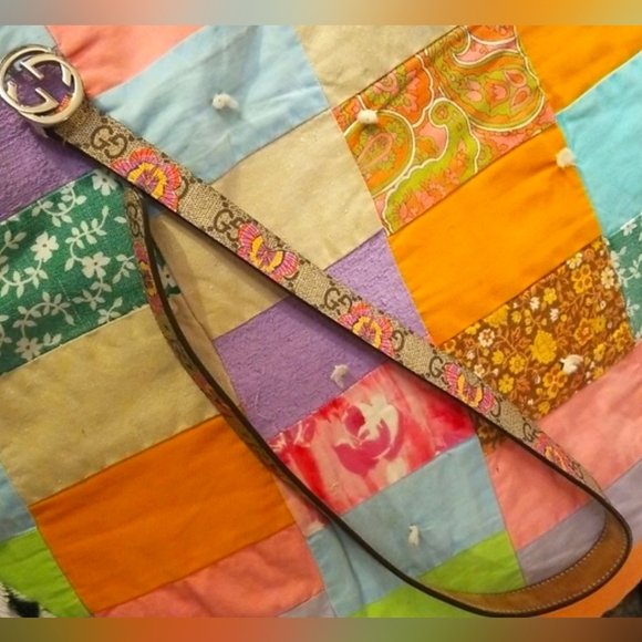 GG Supreme Monogram Gucci Leather Butterfly Belt Small Adult Lg Child Brown/Pink - Picture 8 of 16